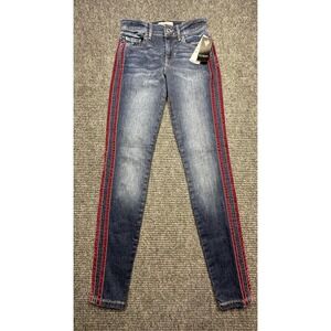 Guess Sexy Curve Jeans Womens 25 Blue Mesa Wash Skinny Striped Velvet Denim